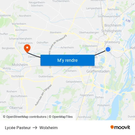 Lycée Pasteur to Wolxheim map