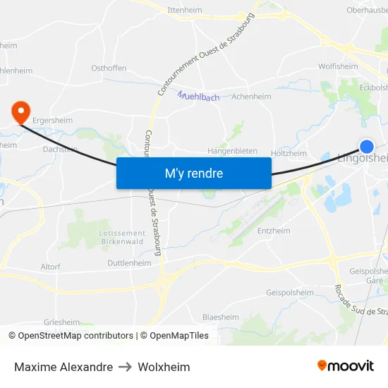 Maxime Alexandre to Wolxheim map