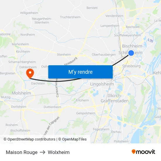 Maison Rouge to Wolxheim map