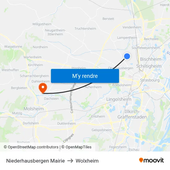 Niederhausbergen Mairie to Wolxheim map