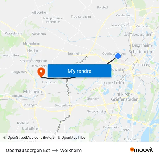 Oberhausbergen Est to Wolxheim map