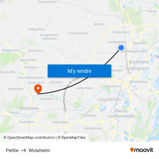 Petite to Wolxheim map