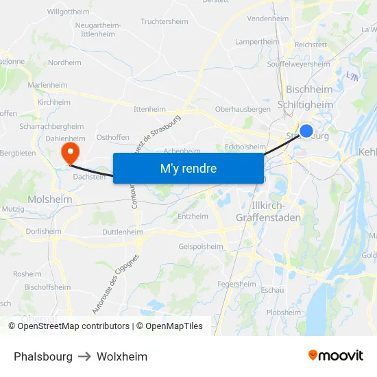 Phalsbourg to Wolxheim map
