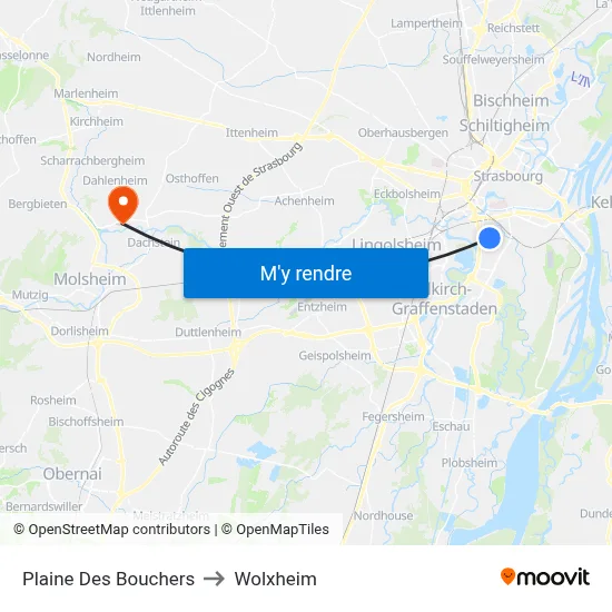 Plaine Des Bouchers to Wolxheim map