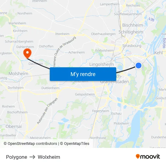 Polygone to Wolxheim map