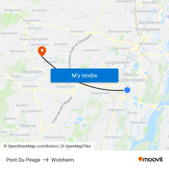 Pont Du Péage to Wolxheim map