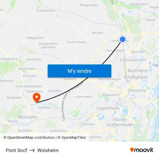 Pont Sncf to Wolxheim map