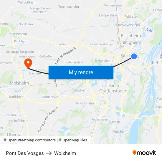 Pont Des Vosges to Wolxheim map