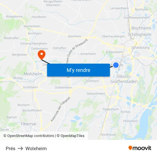 Prés to Wolxheim map