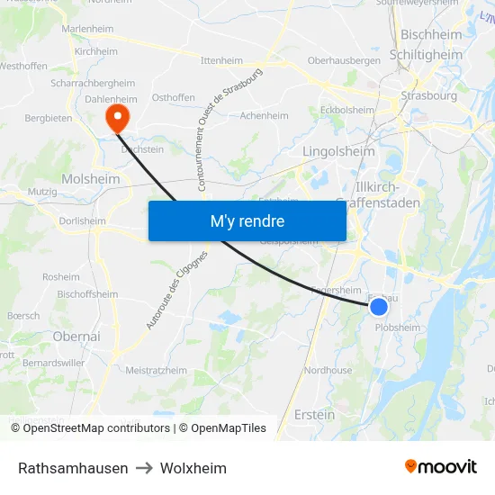 Rathsamhausen to Wolxheim map