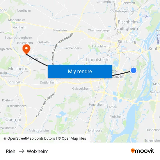Riehl to Wolxheim map