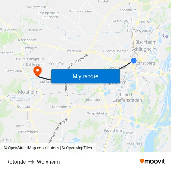 Rotonde to Wolxheim map