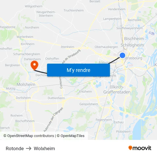 Rotonde to Wolxheim map
