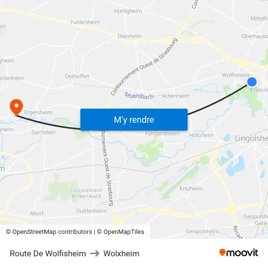 Route De Wolfisheim to Wolxheim map