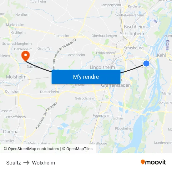 Soultz to Wolxheim map