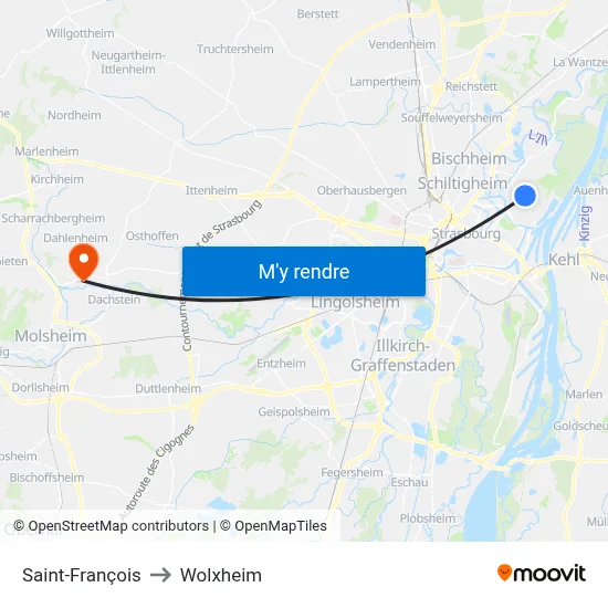 Saint-François to Wolxheim map