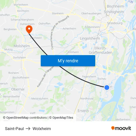 Saint-Paul to Wolxheim map