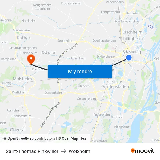 Saint-Thomas Finkwiller to Wolxheim map