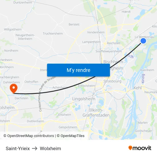 Saint-Yrieix to Wolxheim map