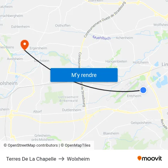 Terres De La Chapelle to Wolxheim map