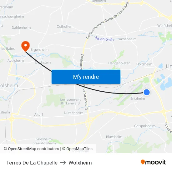 Terres De La Chapelle to Wolxheim map