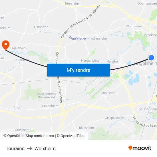 Touraine to Wolxheim map