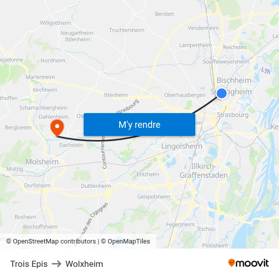 Trois Epis to Wolxheim map