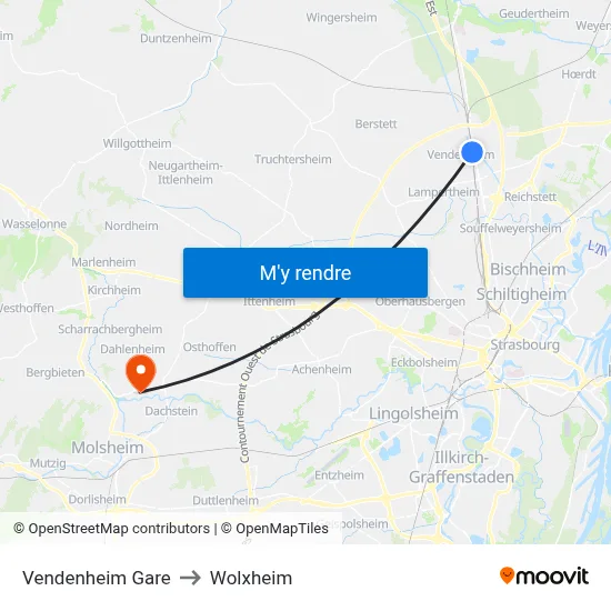 Vendenheim Gare to Wolxheim map