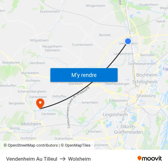 Vendenheim Au Tilleul to Wolxheim map