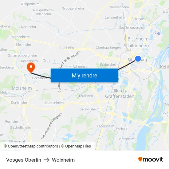 Vosges Oberlin to Wolxheim map