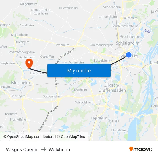 Vosges Oberlin to Wolxheim map