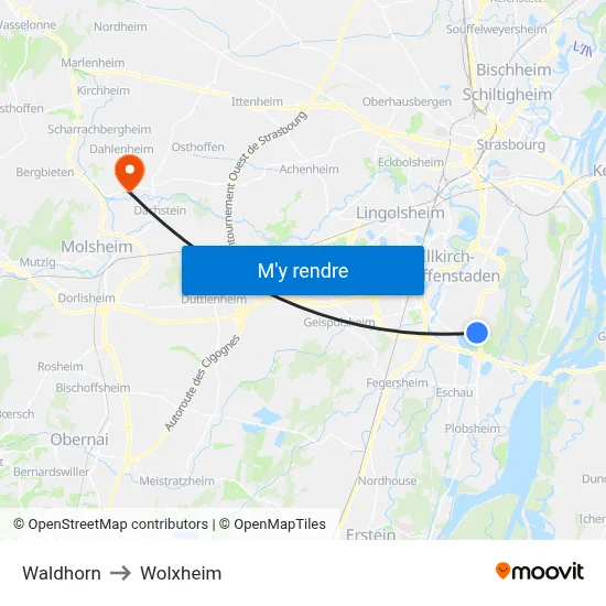 Waldhorn to Wolxheim map