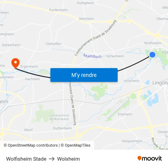 Wolfisheim Stade to Wolxheim map