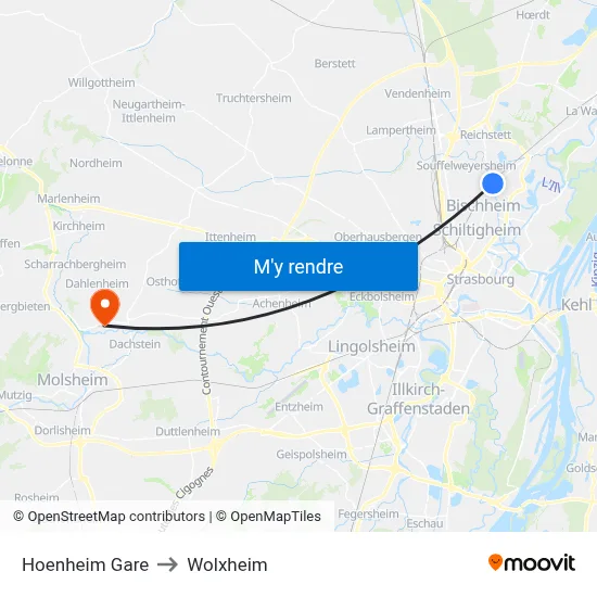 Hoenheim Gare to Wolxheim map