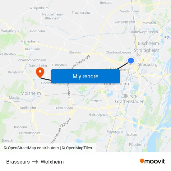 Brasseurs to Wolxheim map