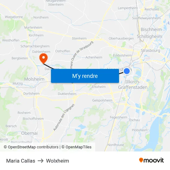 Maria Callas to Wolxheim map