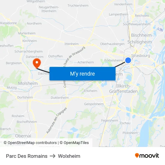Parc Des Romains to Wolxheim map