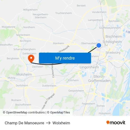 Champ De Manoeuvre to Wolxheim map