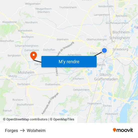 Forges to Wolxheim map