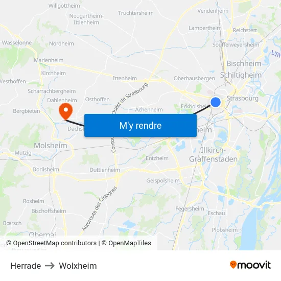 Herrade to Wolxheim map