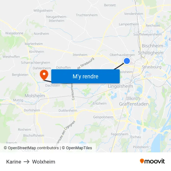 Karine to Wolxheim map