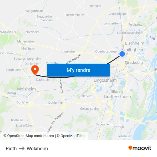 Rieth to Wolxheim map