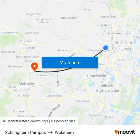 Schiltigheim Campus to Wolxheim map