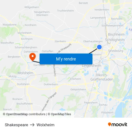 Shakespeare to Wolxheim map