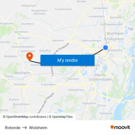 Rotonde to Wolxheim map