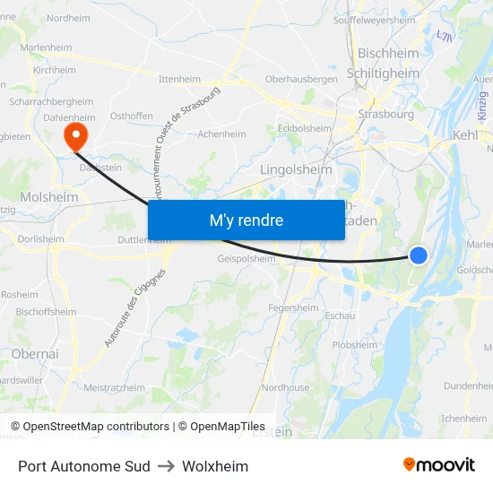 Port Autonome Sud to Wolxheim map