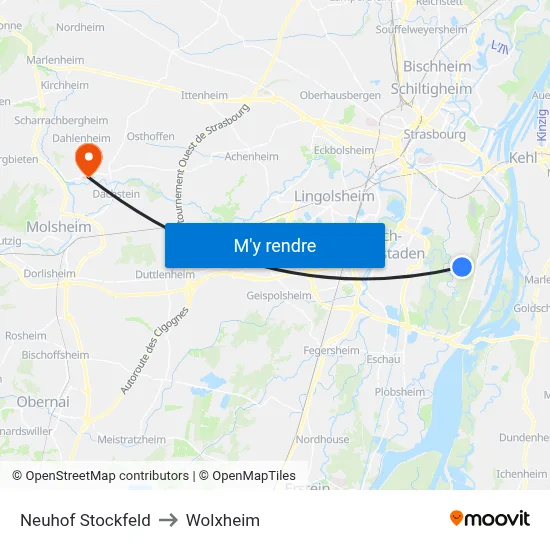 Neuhof Stockfeld to Wolxheim map