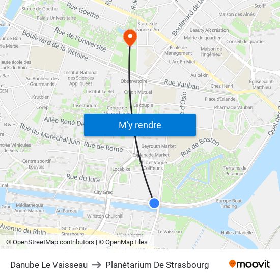 Danube Le Vaisseau to Planétarium De Strasbourg map