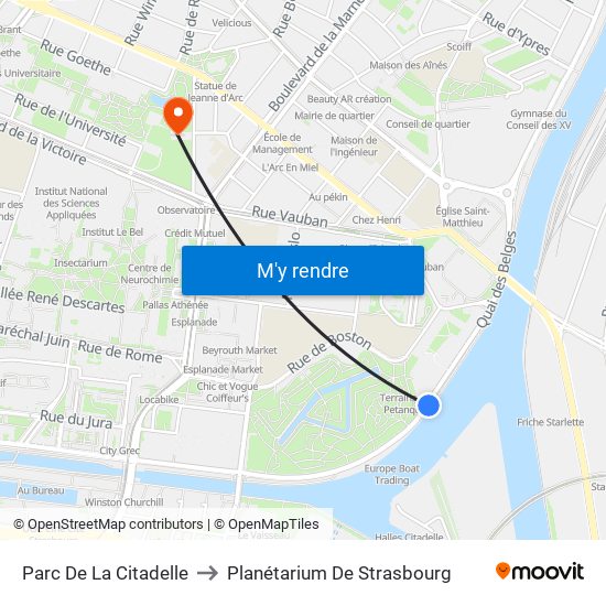 Parc De La Citadelle to Planétarium De Strasbourg map