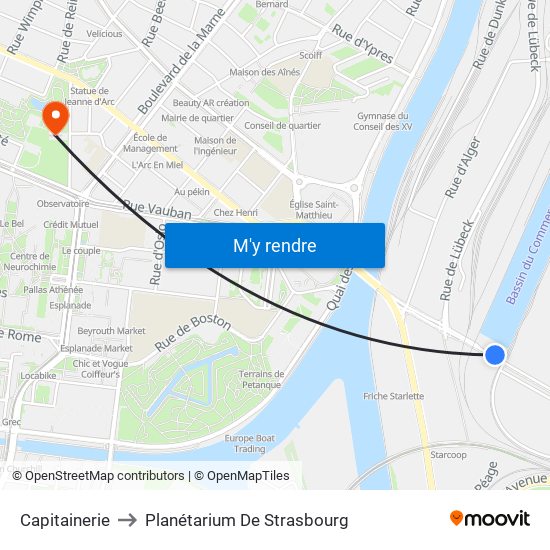 Capitainerie to Planétarium De Strasbourg map